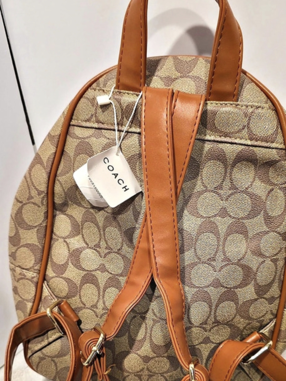 Coach Signature Canvas Backpack in Brown & Tan NWT